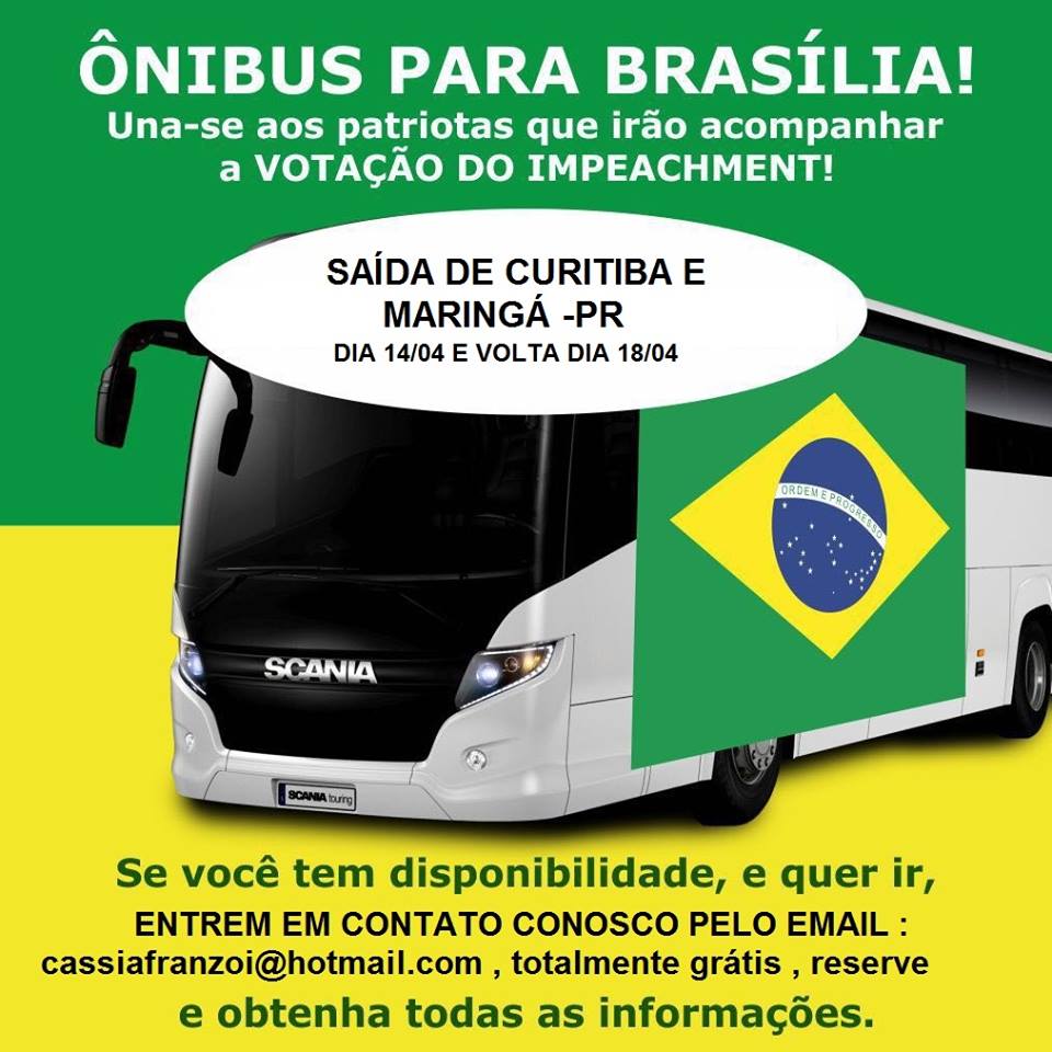 Reprodução da Imagem usada para a divulgação da caravana dos favoráveis ao Impeachment