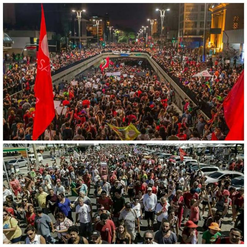 Manifestação em São Paulo (imagem superior) e no Rio (inferior)