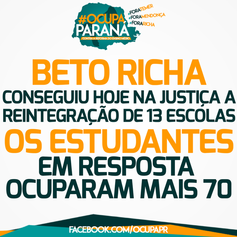 Imagem reprodução: página Ocupa Paraná.